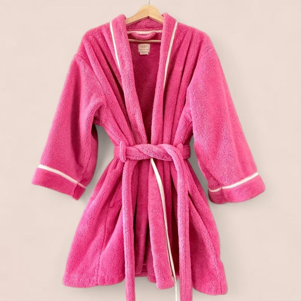 Kate Spade Women's L/XL Pink Terry Cloth Bathrobe Belted Spa Robe